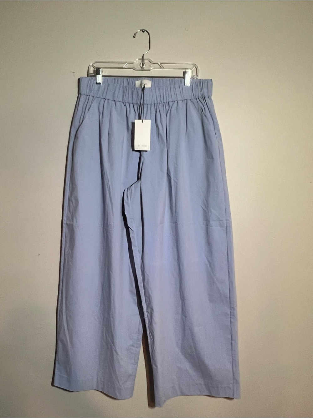 St. Agni Light Blue Elastic-Waist Casual Chinos